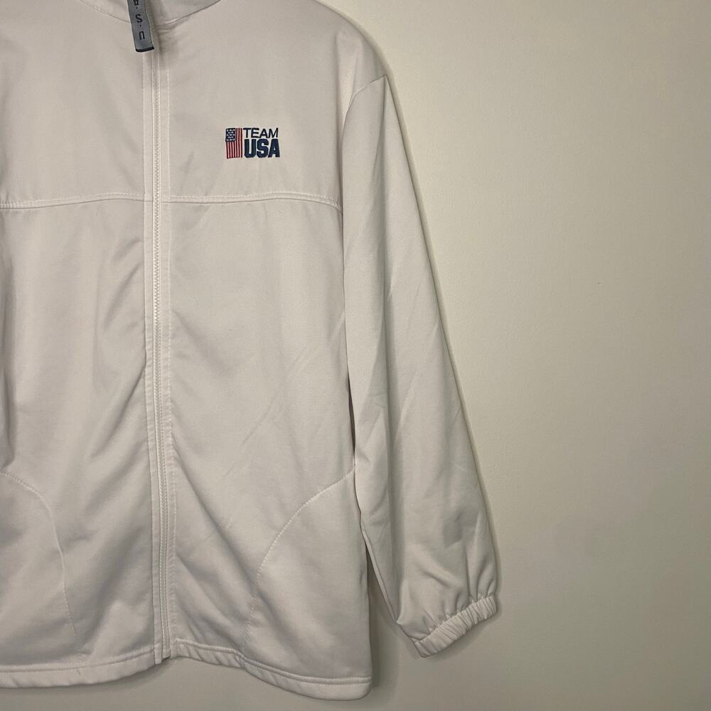 Team USA Olympic Committee White Full Zip Track Jacket Large Winter Olympics - Picture 4 of 15